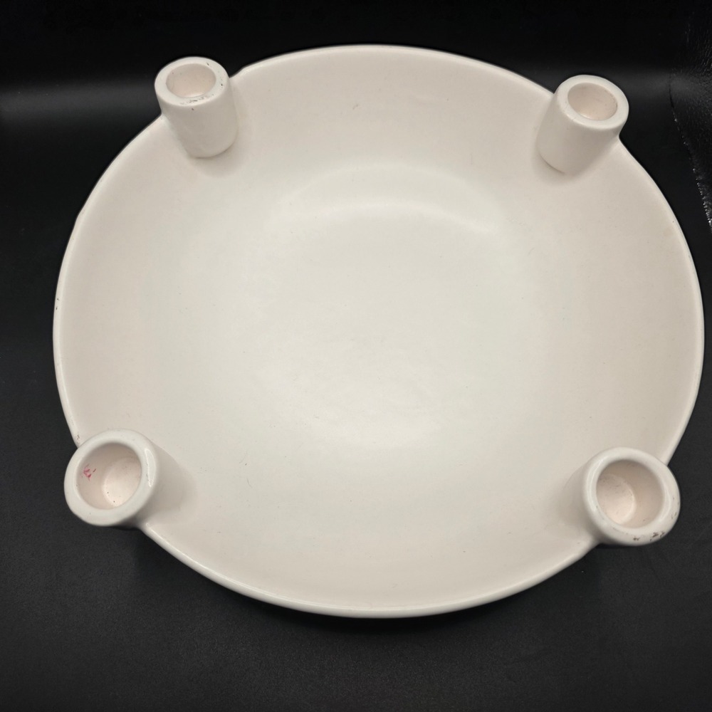 Creative Co-Op White Stoneware Advent Bowl Taper Candle Holder XS2562 10.75 inch